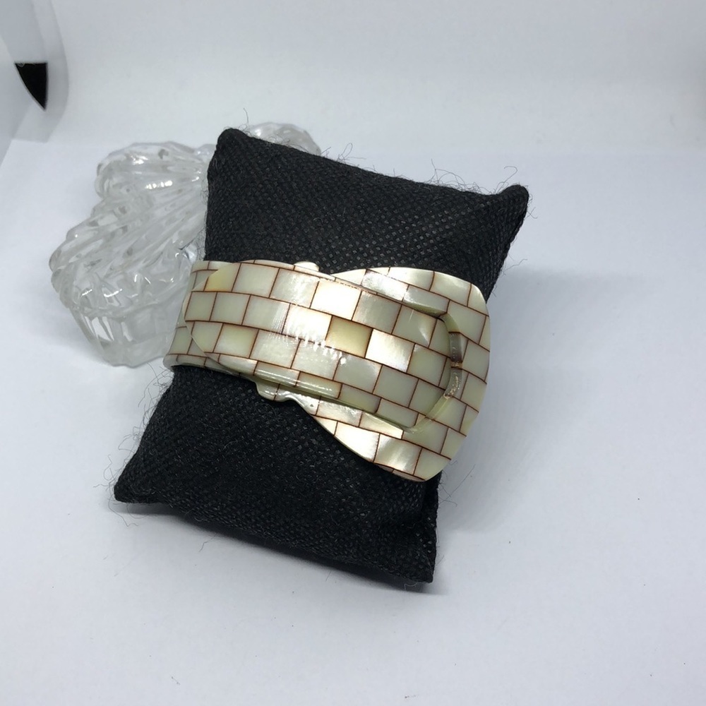 Vintage mother of pearl inlay buckle belt bracelet 6 6.5 wrist